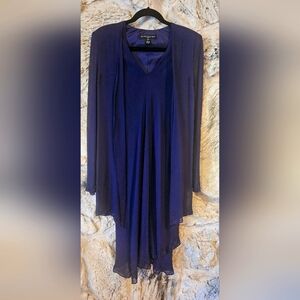 JONES NEW YORK Evening Dress with Matching flowyJacket Size 12 Petite Navy Blue